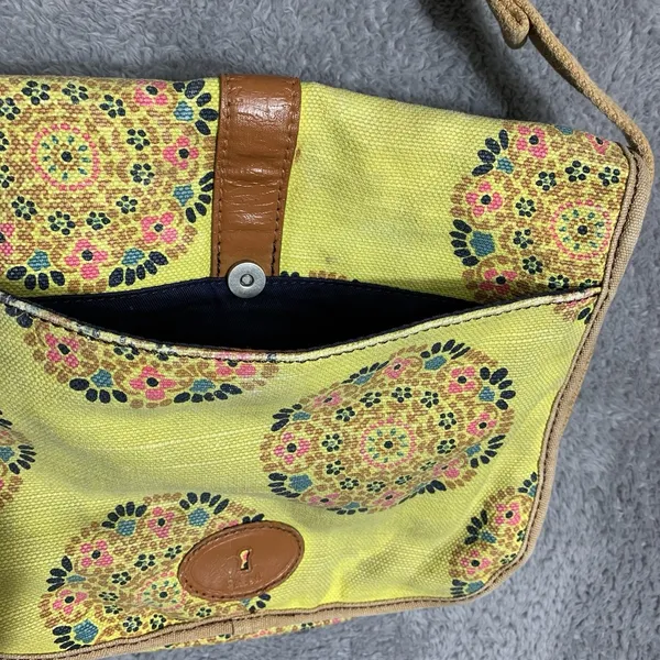 Fossil Crossbody Bag Womens Small‎ Yellow Mandala Floral Canvas Messenger ZB5043 - Image 11