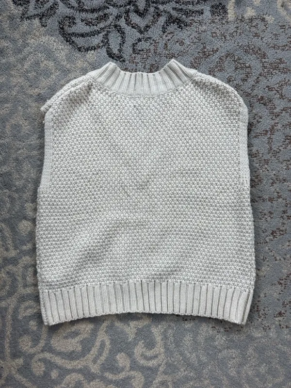 En Saison Cable Knit Sweater Vest Wool Blend Cream Small - Image 3