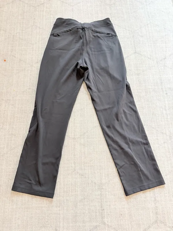 Athleta Black Pull On Straight Leg Pants Size 4 Pintuck Side Stripe Stretch - Image 2