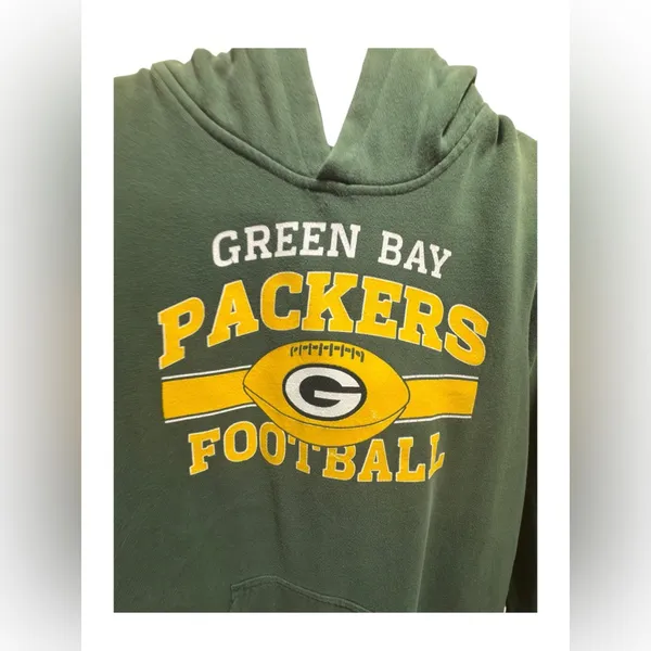 Women’s Large OuterStuff Green Bay Packers Hoodie Sweatshirt Green Gold - Image 2