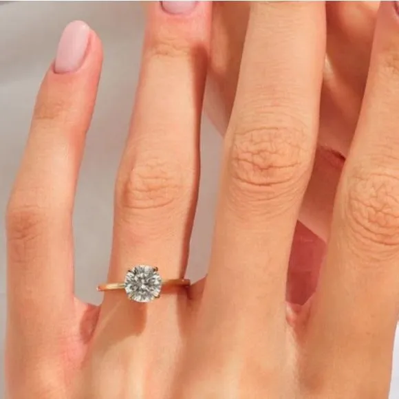 14k Gold Plated S925 Engagement Ring 2.00ct Solitaire Simulated Diamond,‎ Sz 6 - Image 11