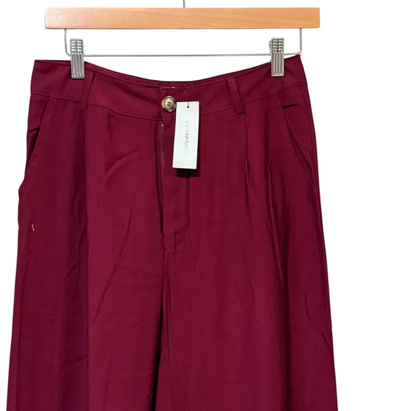 Francescas Blue Rain‎ Burgundy Wide Leg High Rise Dress Pants Large - Image 3