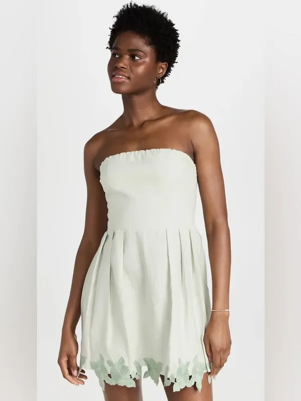 Fanm Mon Greer Strapless Mini Dress size Medium M green lace mint nwot - Image 2