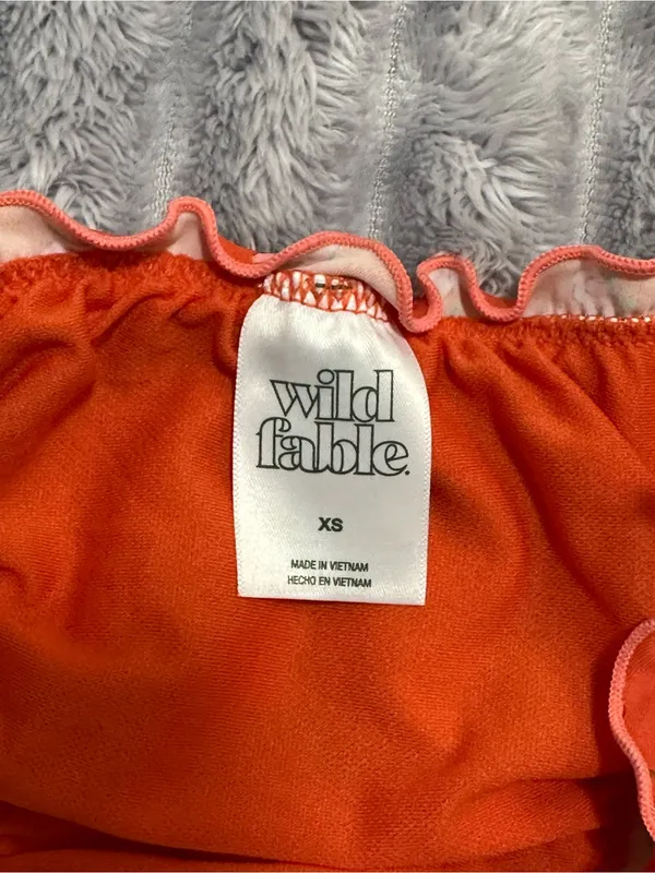 wild fable Orange Floral Ruffle One-Piece - Image 2