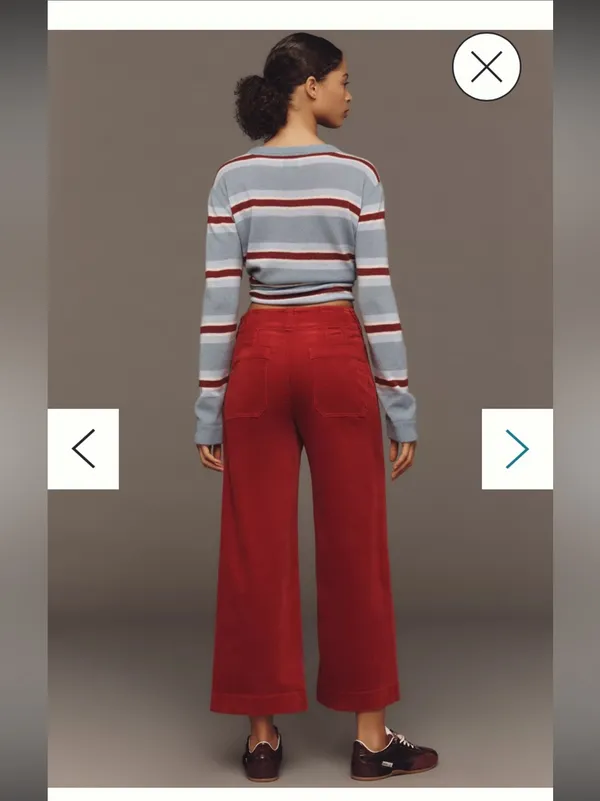 red Nwot rare Colette Corduroy Crop Wide-Leg Pants Maeve $118 spring casual - Image 3