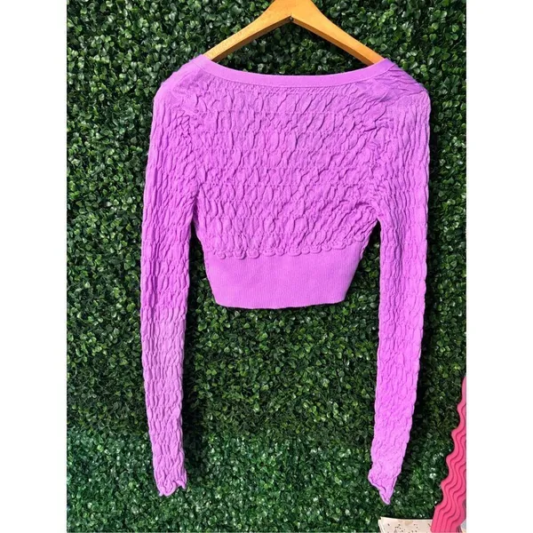Free People Violet Tie Front Scrunchy Shrug Sz Small NWOT - Image 6