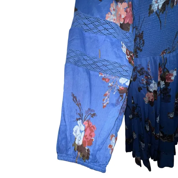 Free People Bohemian Witchy Fairy Morning Glory Maxi Dress Bluebell Small Floral - Image 4