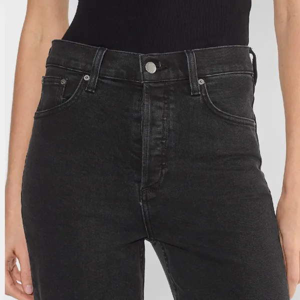 Denim Forum The Arlo High Rise Straight Jean in Black‎ Size 26 x 26 L - Image 4