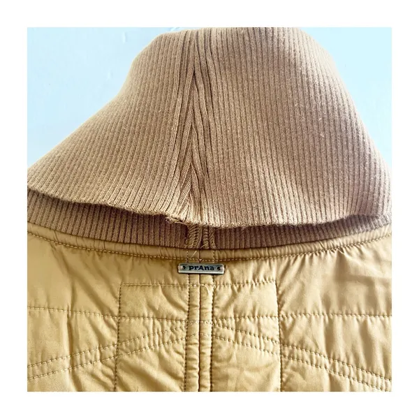 prAna Quilted Vest Women XL Mustard Sherpa Lined Sleeveless Turtle Neck Pullover - Image 6