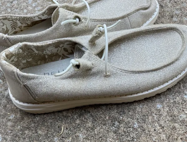 Hey Dude Wendy Stretch Sparkling Beige Shoes Womens Size 8 - Image 5