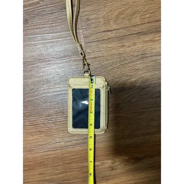 Metallic Gold Lanyard Wallet ID Holder Zipper Pocket Card Slot Slim Neck Strap - Image 5