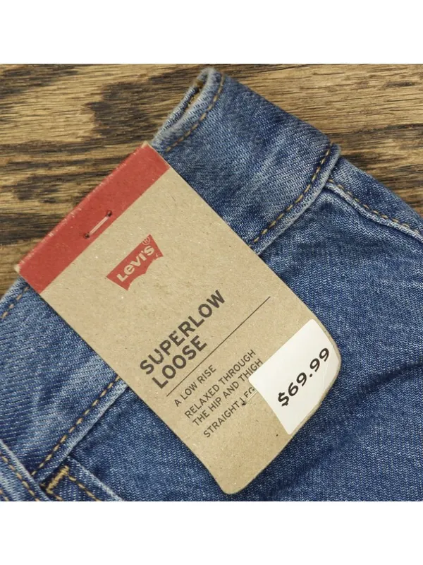 Levi's Womens Superlow Loose Snap Zip Fly Jeans 94417325 All Over Blue 29X32 - Image 7