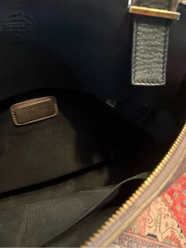 Furla Black and Beige Snake-Effect Messenger Bag - Image 8
