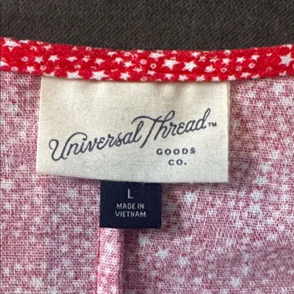 Universal Thread Red White Stars Short Sleeve Button Front Mini Dress Size L - Image 12