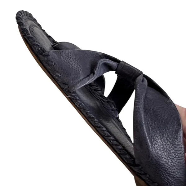 Free People Leather Bailey Slip-On Sandals Navy Size 7.5 - Image 5