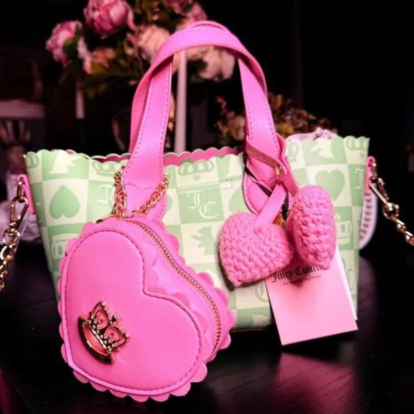 Juicy Couture Sweet Break Time Mini Tote Retro Green Pink Charm NWT - Image 2