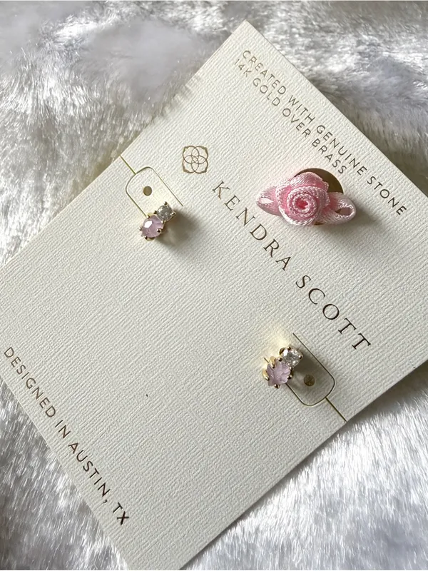 Kendra Scott Jensen Birthstone Stud Earrings - Gold/Purple Amethyst - Image 2