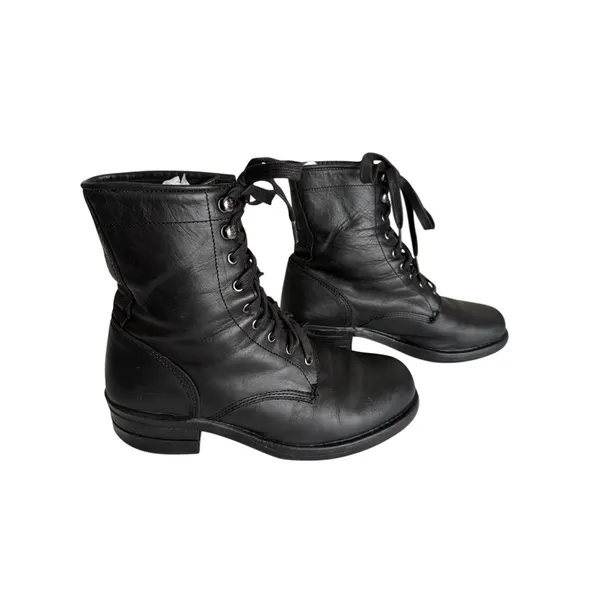 Vintage Frye 90s Y2K USA Black Leather Moto Combat Boots Grunge 9.5 M Goth Biker - Image 9