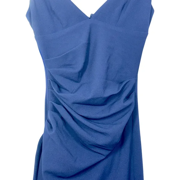 NWT Babyboo Violetta Navy Blue Ruched High Slit Ruffle Maxi Dress Womens Size XS - Image 11