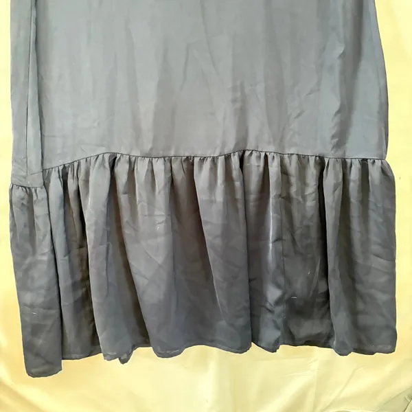 J.Crew Navy Blue Halter Maxi Dress XS Tassel Tie Keyhole Back Tiered Flounce Hem - Image 5