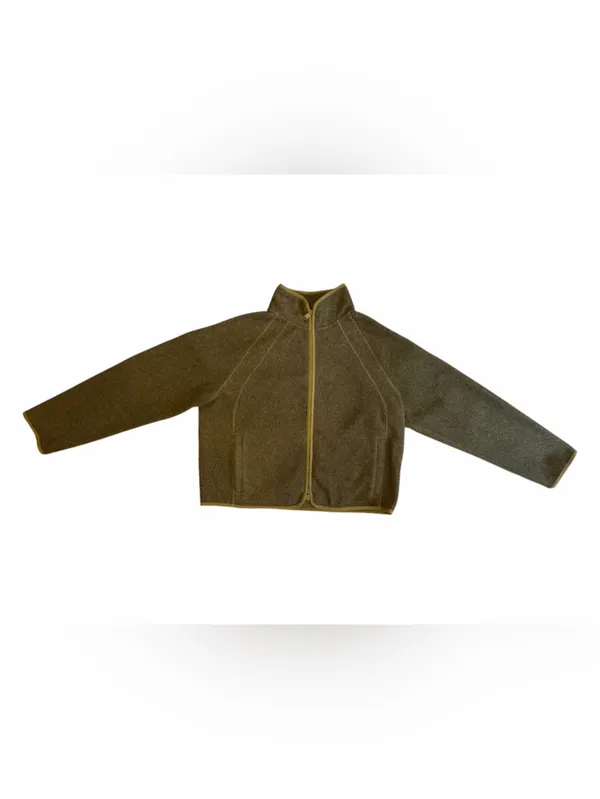 Athleta Olive and Yellow Zip-Front Fleece Jacket - Image 10