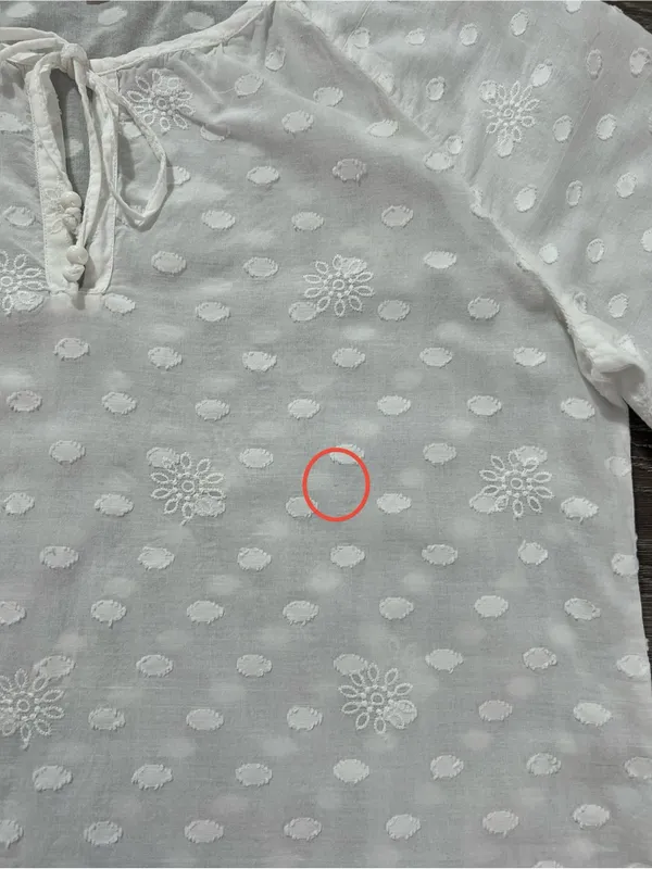 Studio West 100% Cotton Eyelet Swiss Dot Boho Peasant Blouse M White - Image 11