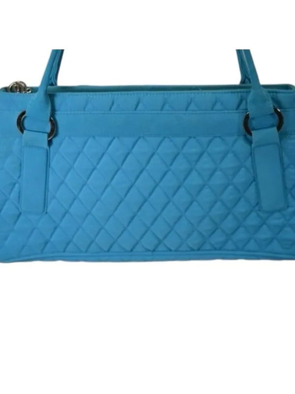 Vera Bradley Quilted Blue Shoulder Bag One Size Green Interior - Image 5