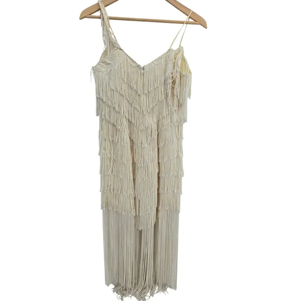 1/4 by Eletra Fringe Dress Womens S ST.12263 Ivory Tiered Flapper EUC - Image 3
