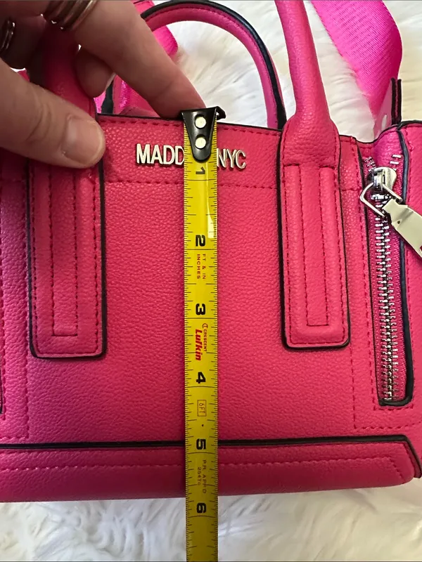 Madden NYC Hot Pink Mini Satchel with Detachable Strap & Rhinestone Pouch - Image 15