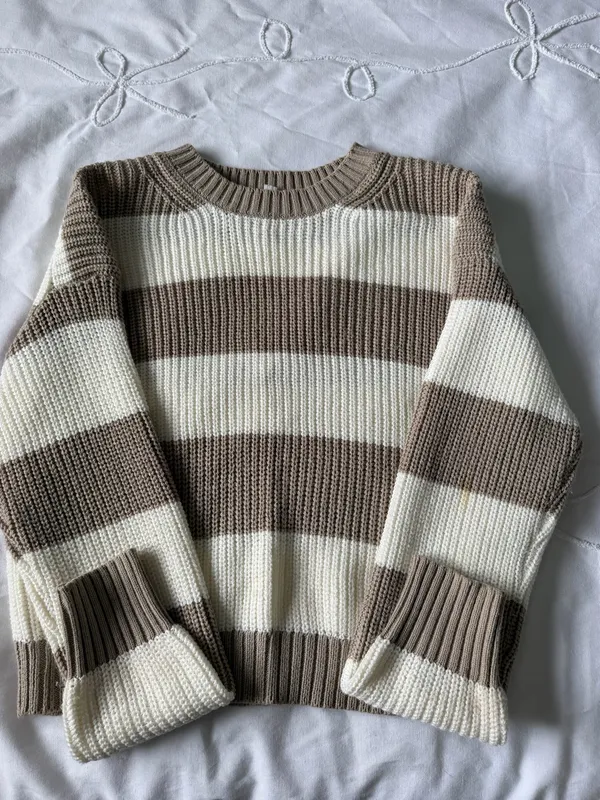 Garage stripped brown and cream sweater - Image 2