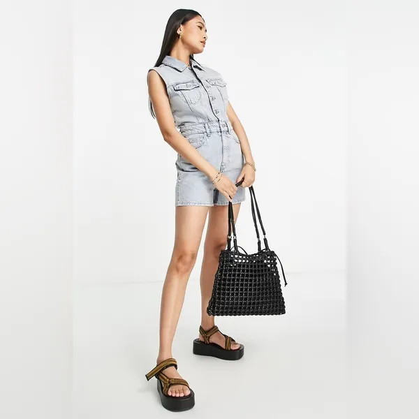 NWT Topshop‎ Kort Denim Romper Size 4 - Image 5
