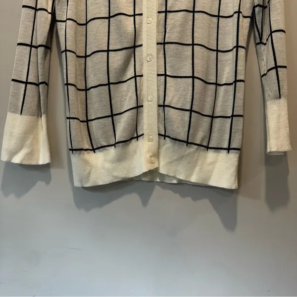 NWT Halogen Contemporary Plaid Checkered Stretch Button Down Cardigan Sweater Md - Image 5