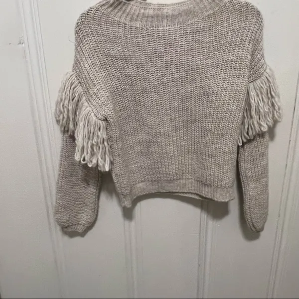Maison Pholya Cream Beige Ribbed Knit Wool Alpaca Blend Sweater With Scarf XS - Image 5