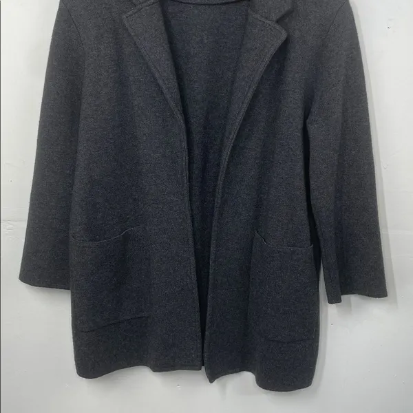 J.Crew Merino Wool Blend Open Front Cardigan Jacket Charcoal Gray Small - Image 3
