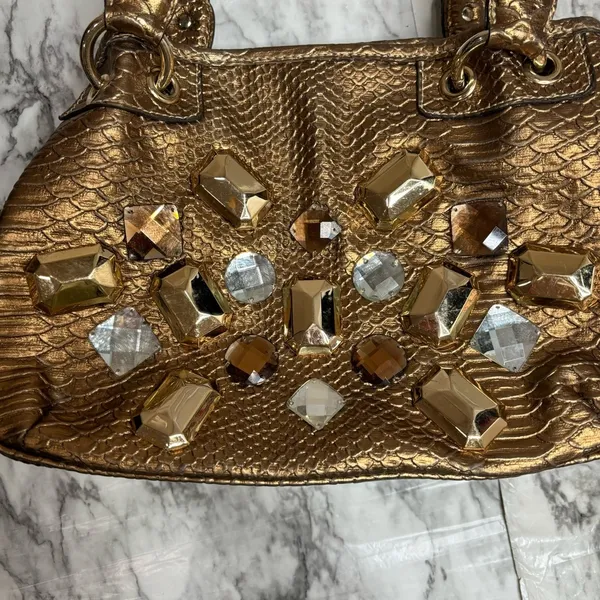 Vintage Chunky Y2K Shoulder Bag Gold by Kathy Van Zeeland 90s Gems - Image 2