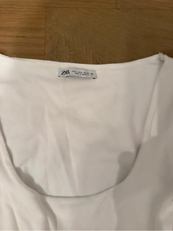 Zara White Long Sleeve balloon Peplum Top - Image 2