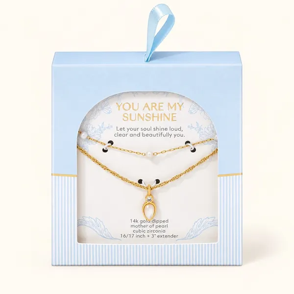 Target 14k Gold Dipped Layered Necklace Mother of Pearl Cubic Zirconia 17-20in - Image 4