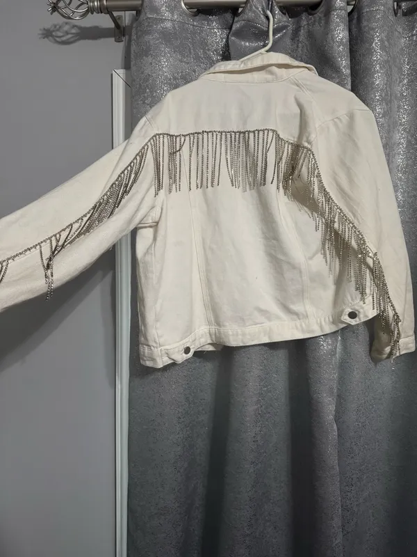 Boutique white jean jacket - Image 2