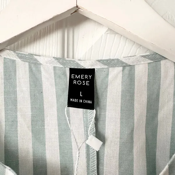 Emery Rose NWT Green White Nautical Striped Notched Collar Boxy Sundress Large - Image 7