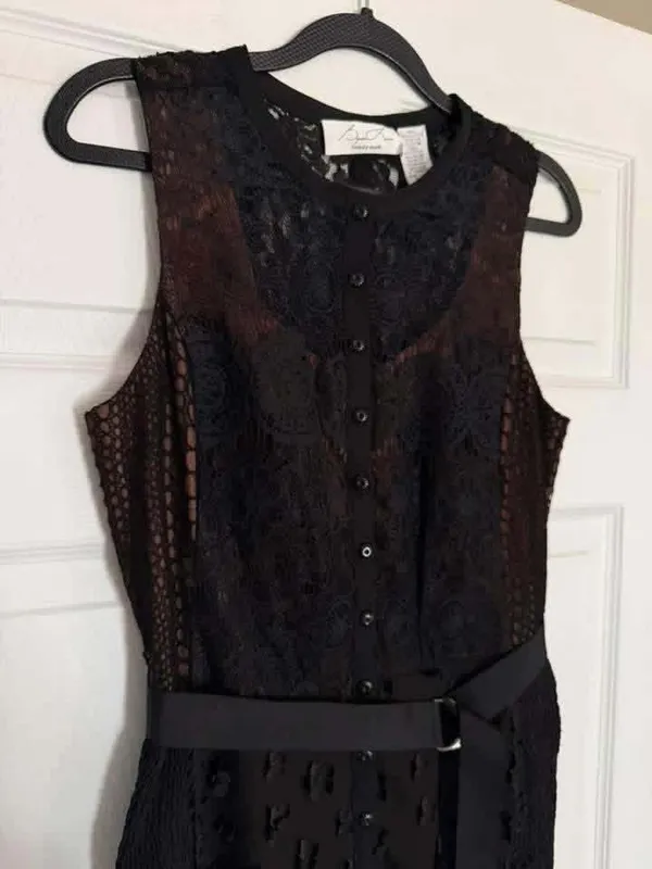 Byron Lars Anthropologie Gisella Lace Floral Appliquè Sheath Dress Sz 4 - Image 8