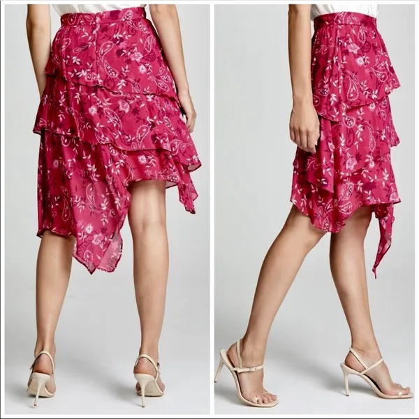 Anthropologie NWT Steele Floral Asymmetrical Skirt - Image 3