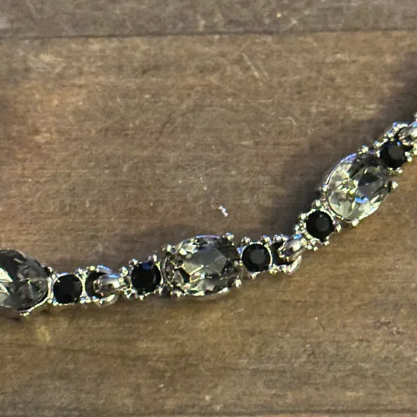 Smokey quartz and black rhinestone necklace Silver - Image 6