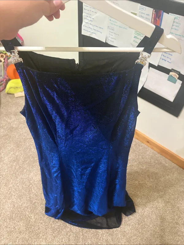 Vintage 90s Betsy & Adam Blue Glitter Prom Dress Size 8 - Image 7