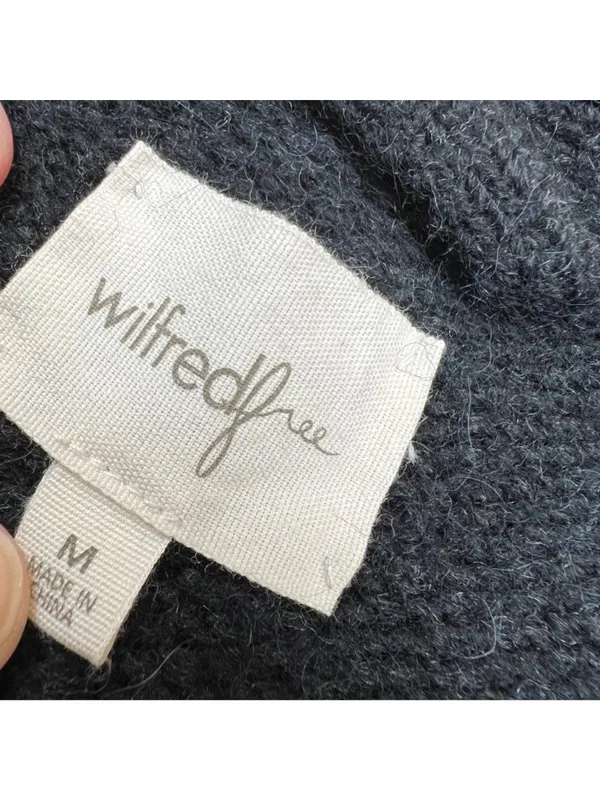 Wilfred Ribbed Black Wool-Blend Button-Up Cardigan Sweater Size Medium Classic - Image 7