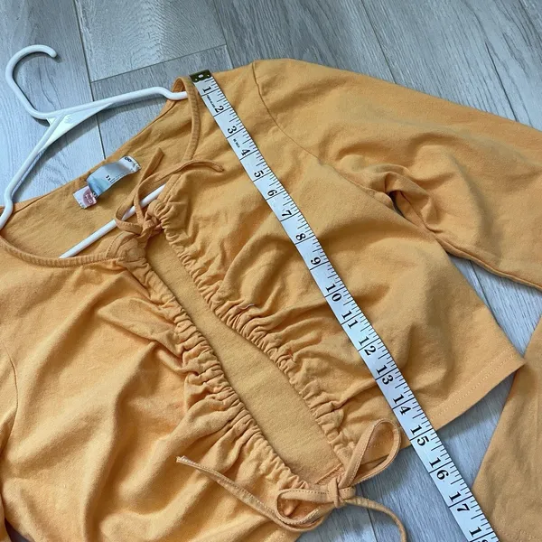 Free People Top open tie long sleeve crop womens Orange (medium) beach vacation - Image 3