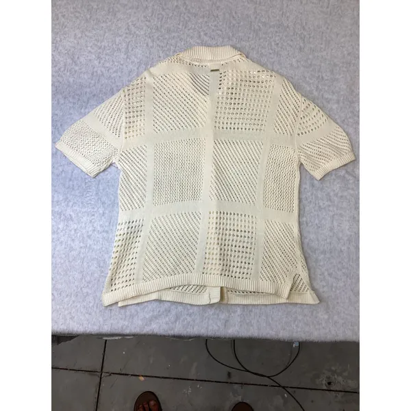 Billabong S/S Cool Down Sweater White Crochet Button Up Cardigan‎ XS 24B073505 - Image 6