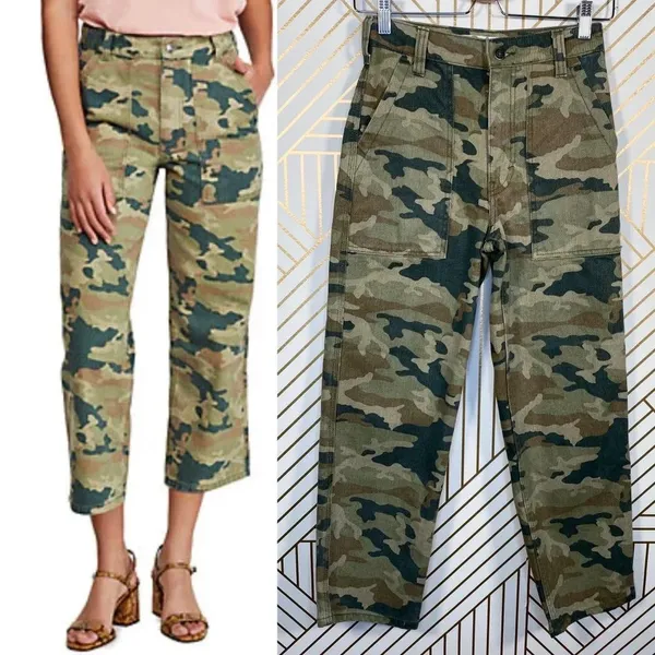 Free People‎ Remy Camouflage Pants in Moss Green - Image 2