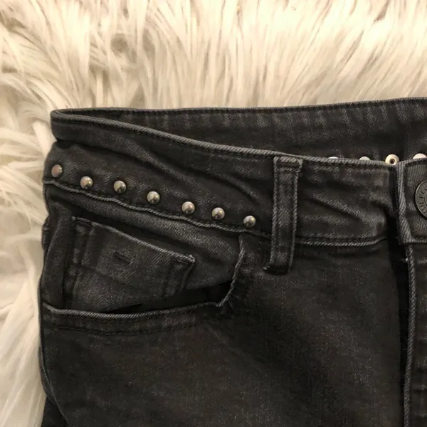 Five Plus Women's Size Small Cropped Jeans Black Fringe Studded Waist - Image 5