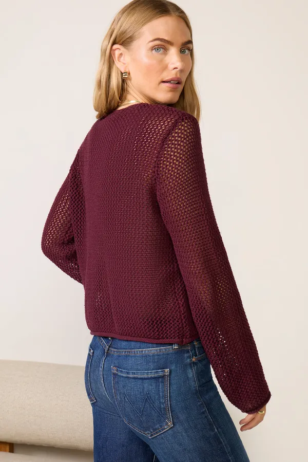 Evereve Emery Open Stitch Cardigan - Vino - Image 4