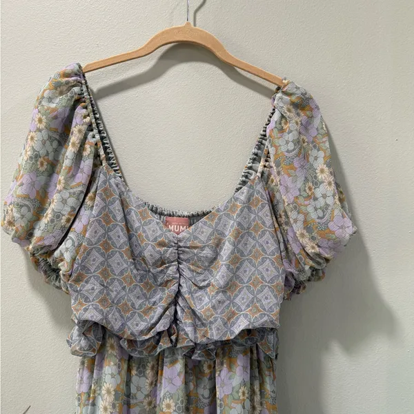 Show Me Your MuMu Blue and Yellow Floral Midi Dress - Image 5